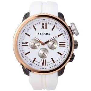 Strada Japanese Movement Steel Color false Button Dial Watch